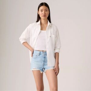 Levi's 501 Light Wash Blue Distressed Denim Jean Shorts Size 25